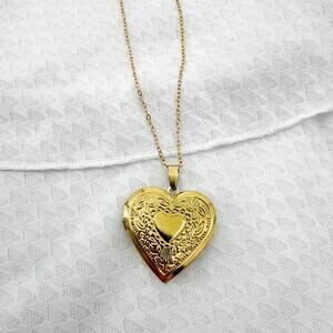 Heart Locket Necklace, Big Heart Locket, Vintage Locket Necklace Stainless Steel